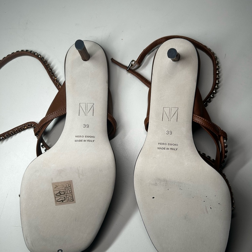 Tamara Mellon Brown Strappy Women's Sandals made in Italy - Picture 5 of 9